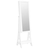 Mirror Jewellery Cabinet with LED Lights Free Standing White - Front View