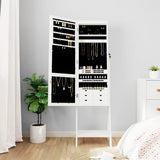 Mirror Jewellery Cabinet with LED Lights Free Standing White - Side View