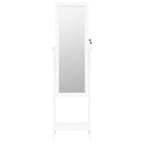 Mirror Jewellery Cabinet with LED Lights Free Standing White