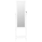 Mirror Jewellery Cabinet with LED Lights Free Standing White - Top-Down View