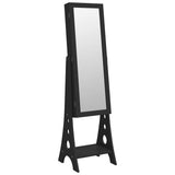 Mirror Jewellery Cabinet with LED Lights Free Standing Black - Front View