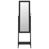 Mirror Jewellery Cabinet with LED Lights Free Standing Black - Top-Down View