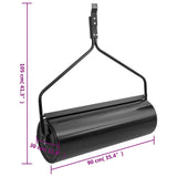 Garden Lawn Roller Push Black 63 L Iron - Rear View