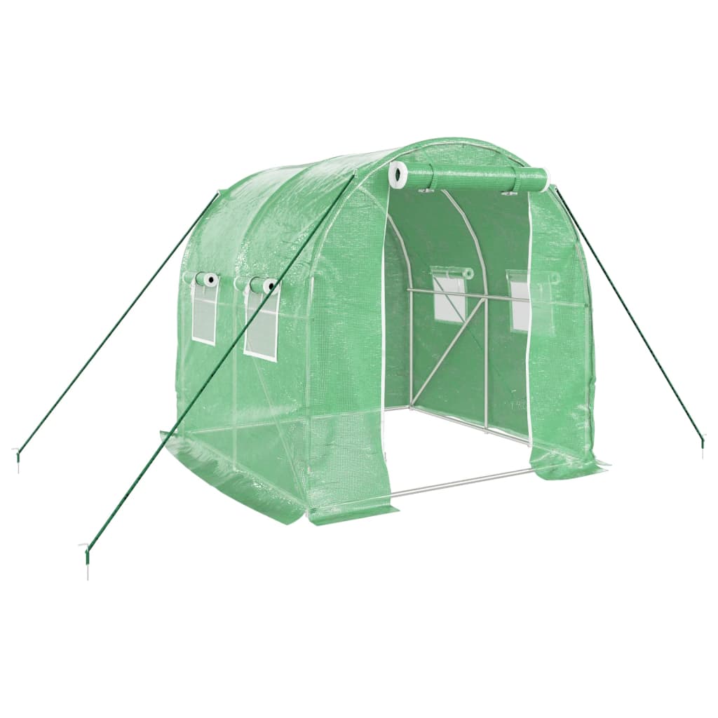 Greenhouse with Steel Frame Green 4 m? 2x2x2 m