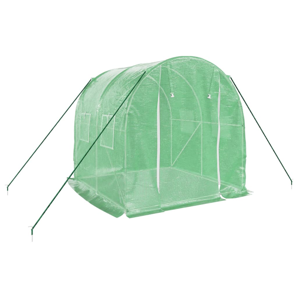 Greenhouse with Steel Frame Green 4 m? 2x2x2 m