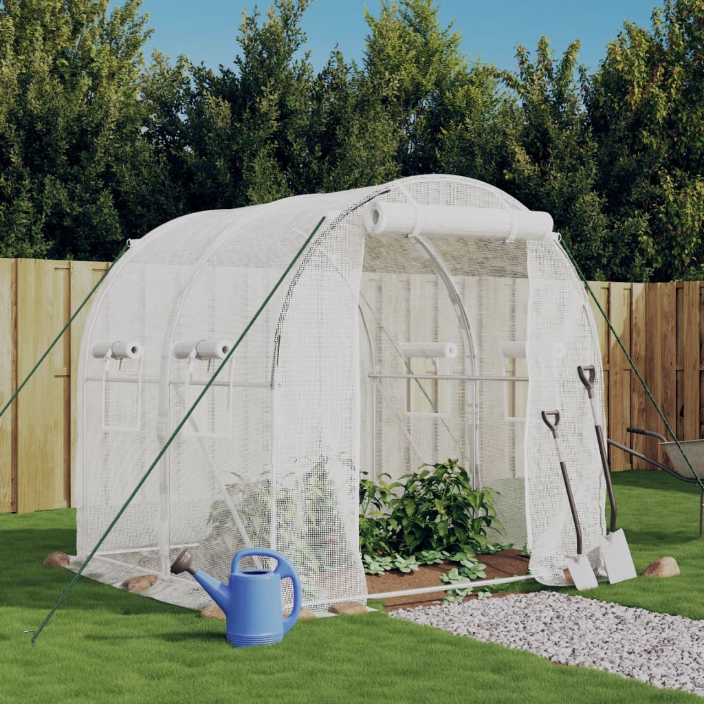 Greenhouse with Steel Frame White 4 m? 2x2x2 m