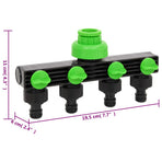 4-Way Tap Adaptor Green and Black 19.5x6x11 cm ABS & PP