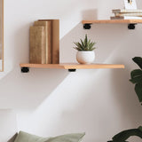 Wall Shelf Light Brown 40x50x2 cm Treated Solid Wood Oak - Side View