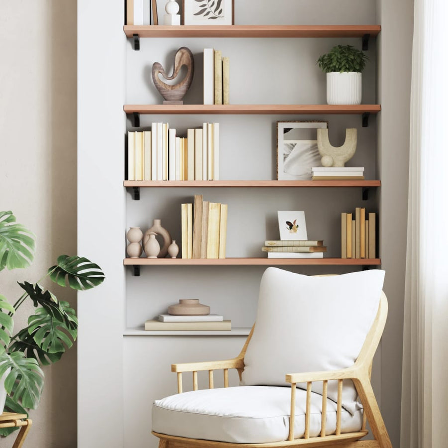 Wall Shelf Light Brown 80x30x2 cm Treated Solid Wood Oak