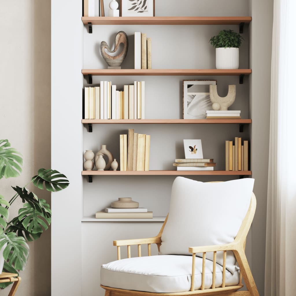 Wall Shelf Light Brown 100x30x2 cm Treated Solid Wood Oak