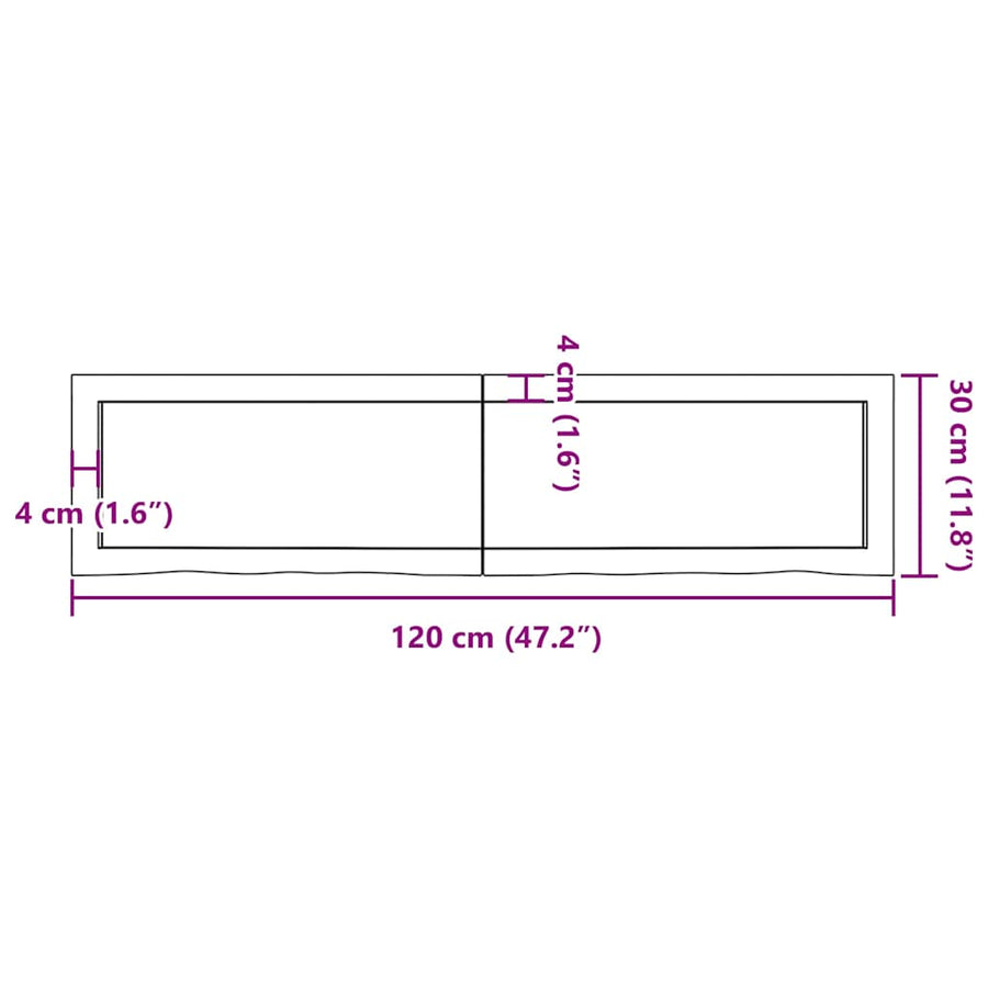 Wall Shelf Light Brown 120x30x(2-4) cm Treated Solid Wood Oak