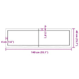 Wall Shelf Light Brown 140x40x(2-4) cm Treated Solid Wood Oak