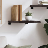 Wall Shelf Dark Brown 40x40x(2-4) cm Treated Solid Wood Oak - Side View