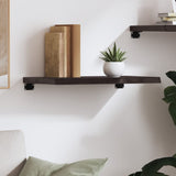Wall Shelf Dark Brown 60x40x(2-4) cm Treated Solid Wood Oak - Side View