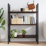 Wall Shelf Dark Brown 80x60x(2-4) cm Treated Solid Wood Oak - Side View