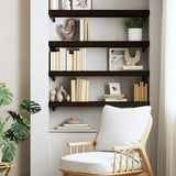 Wall Shelf Dark Brown 100x30x(2-6) cm Treated Solid Wood Oak - Side View