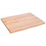 Table Top Light Brown 60x50x2 cm Solid Wood Oak Live Edge