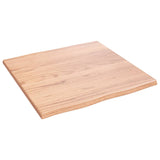 Table Top Light Brown 60x60x2 cm Treated Solid Wood Oak Live Edge - Top-Down View