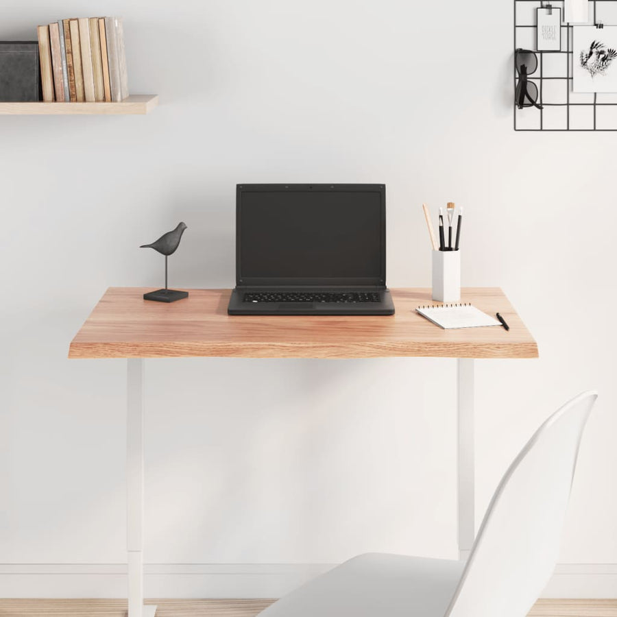 Table Top Light Brown 80x40x2 cm Solid Wood Oak Live Edge