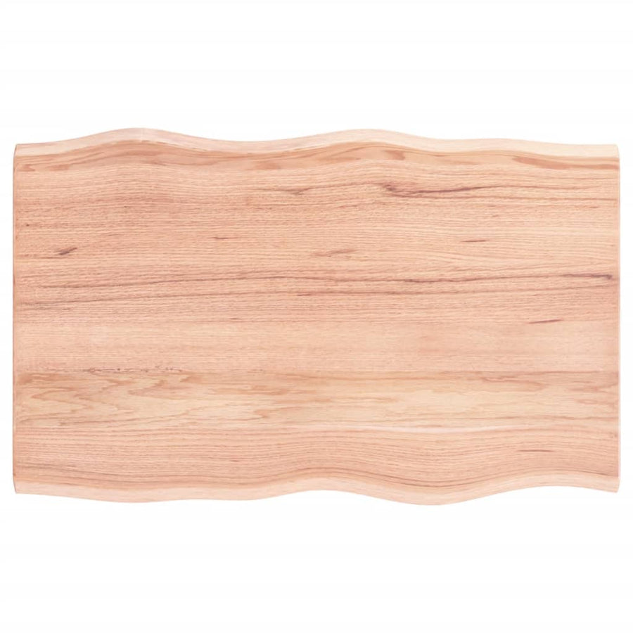 Table Top Light Brown 80x50x2 cm Solid Wood Oak Live Edge