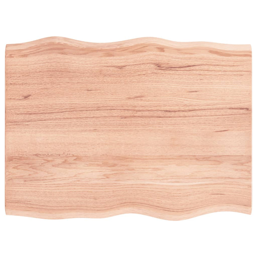 Table Top Light Brown 80x60x2 cm Solid Wood Oak Live Edge