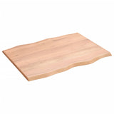 Table Top Light Brown 80x60x2 cm Treated Solid Wood Oak Live Edge - Top-Down View
