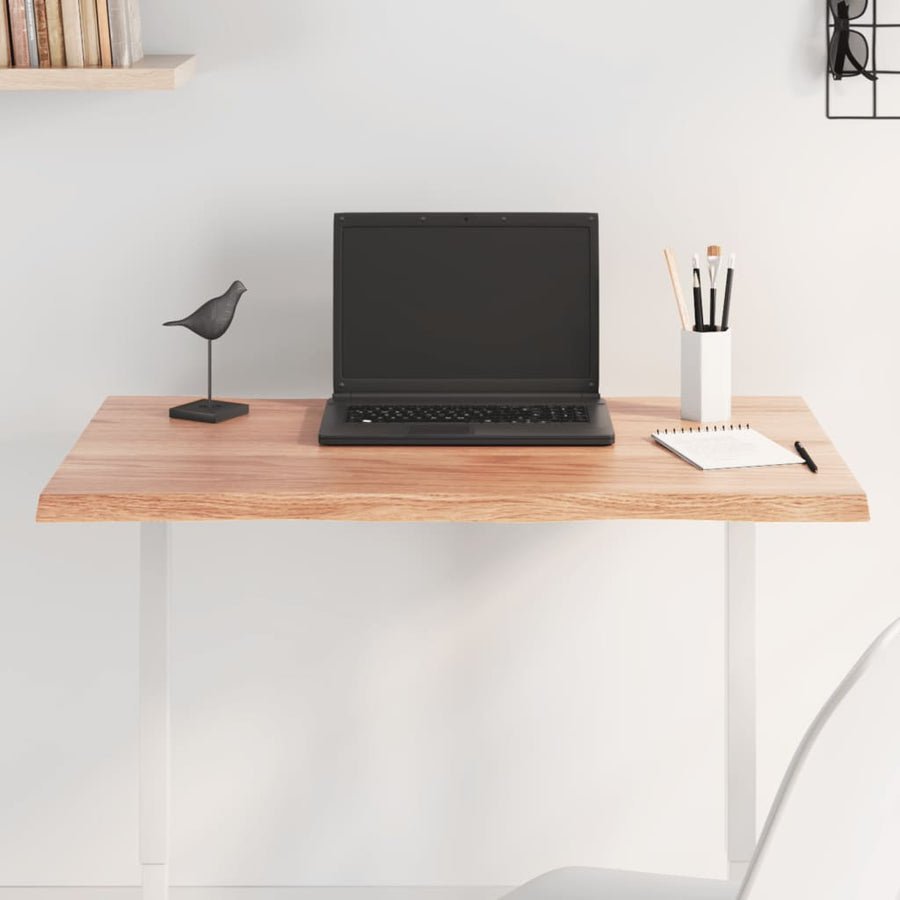 Table Top Light Brown 80x60x2 cm Solid Wood Oak Live Edge