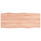 Table Top Light Brown 100x40x(2-6)cm Treated Solid Wood Live Edge - Front View