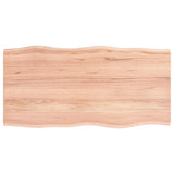 Table Top Light Brown 100x50x2 cm Treated Solid Wood Oak Live Edge - Front View