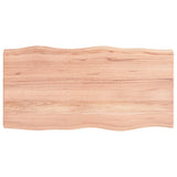 Table Top Light Brown 100x50x(2-4)cm Treated Solid Wood Live Edge - Front View