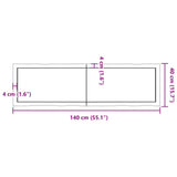 Table Top Light Brown 140x40x(2-4)cm Treated Solid Wood Live Edge