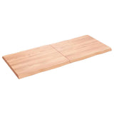 Table Top Light Brown 140x60x(2-4)cm Treated Solid Wood Live Edge - Front View