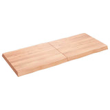 Table Top Light Brown 140x60x(2-6)cm Treated Solid Wood Live Edge - Front View