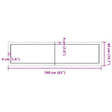 Table Top Light Brown 160x40x(2-4)cm Treated Solid Wood Live Edge