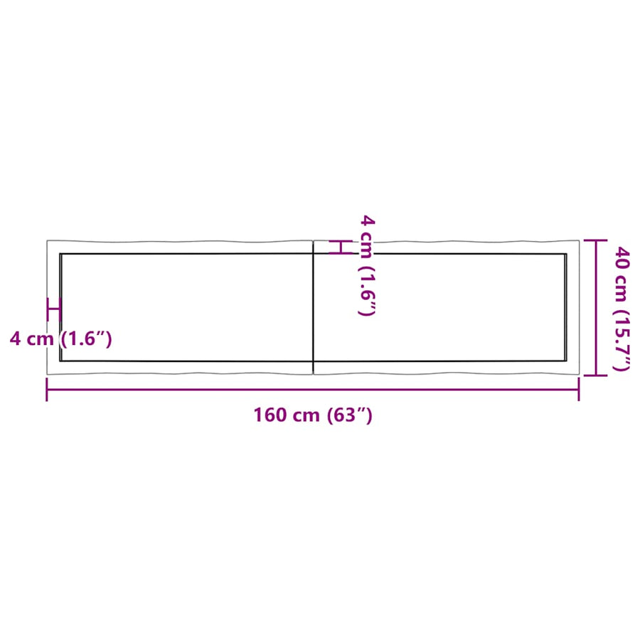 Table Top Light Brown 160x40x(2-4) cm Live Edge