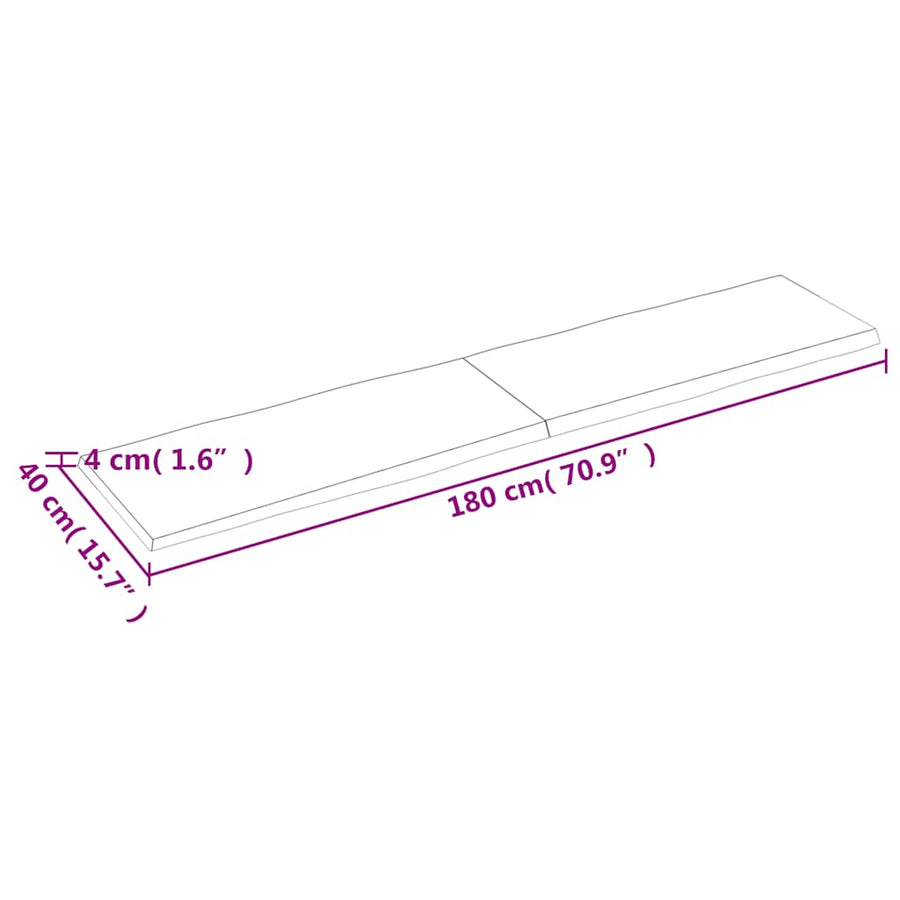 Table Top Light Brown 180x40x(2-4) cm Live Edge