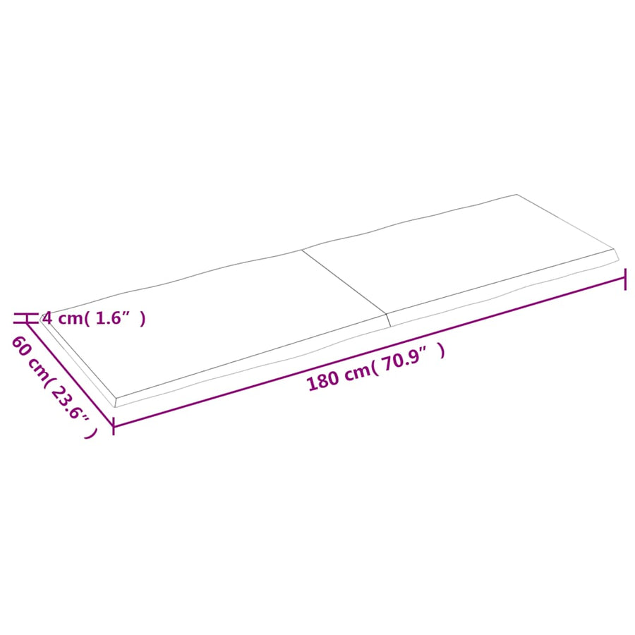 Table Top Light Brown 180x60x(2-4) cm Live Edge