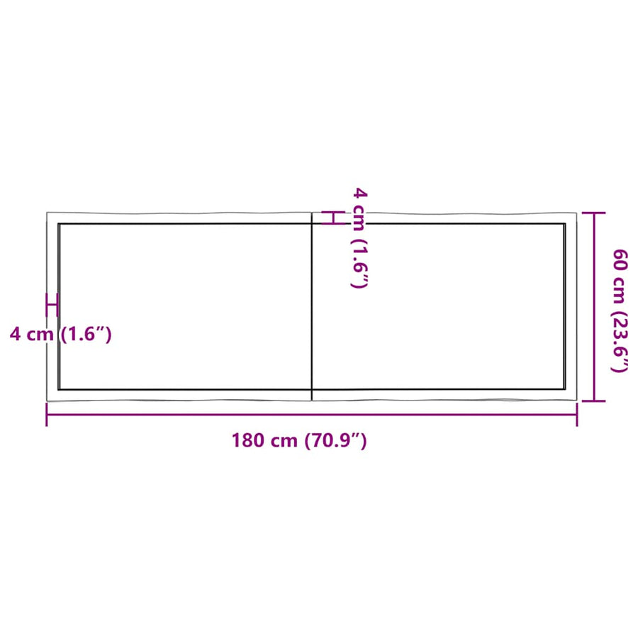Table Top Light Brown 180x60x(2-4) cm Live Edge