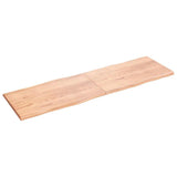 Table Top Light Brown 200x60x(2-4)cm Treated Solid Wood Live Edge - Front View