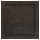 Table Top Dark Brown 40x40x(2-4) cm Treated Solid Wood Live Edge - Top-Down View
