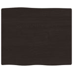Table Top Dark Brown 60x50x2 cm Treated Solid Wood Oak Live Edge