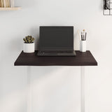 Table Top Dark Brown 60x50x2 cm Treated Solid Wood Oak Live Edge - Side View