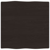 Table Top Dark Brown 60x60x2 cm Treated Solid Wood Oak Live Edge - Front View