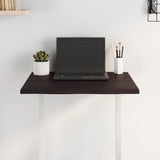 Table Top Dark Brown 60x60x2 cm Treated Solid Wood Oak Live Edge - Side View