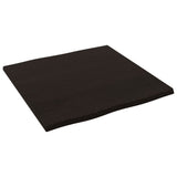 Table Top Dark Brown 60x60x2 cm Treated Solid Wood Oak Live Edge - Top-Down View