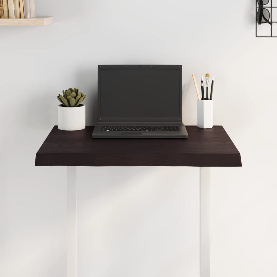 Table Top Dark Brown 60x60x(2-4)cm Treated Solid Wood Live Edge