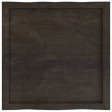 Table Top Dark Brown 60x60x(2-4) cm Treated Solid Wood Live Edge
