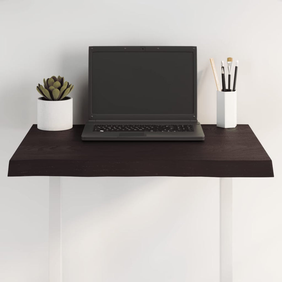 Table Top Dark Brown 60x60x(2-4)cm Treated Solid Wood Live Edge