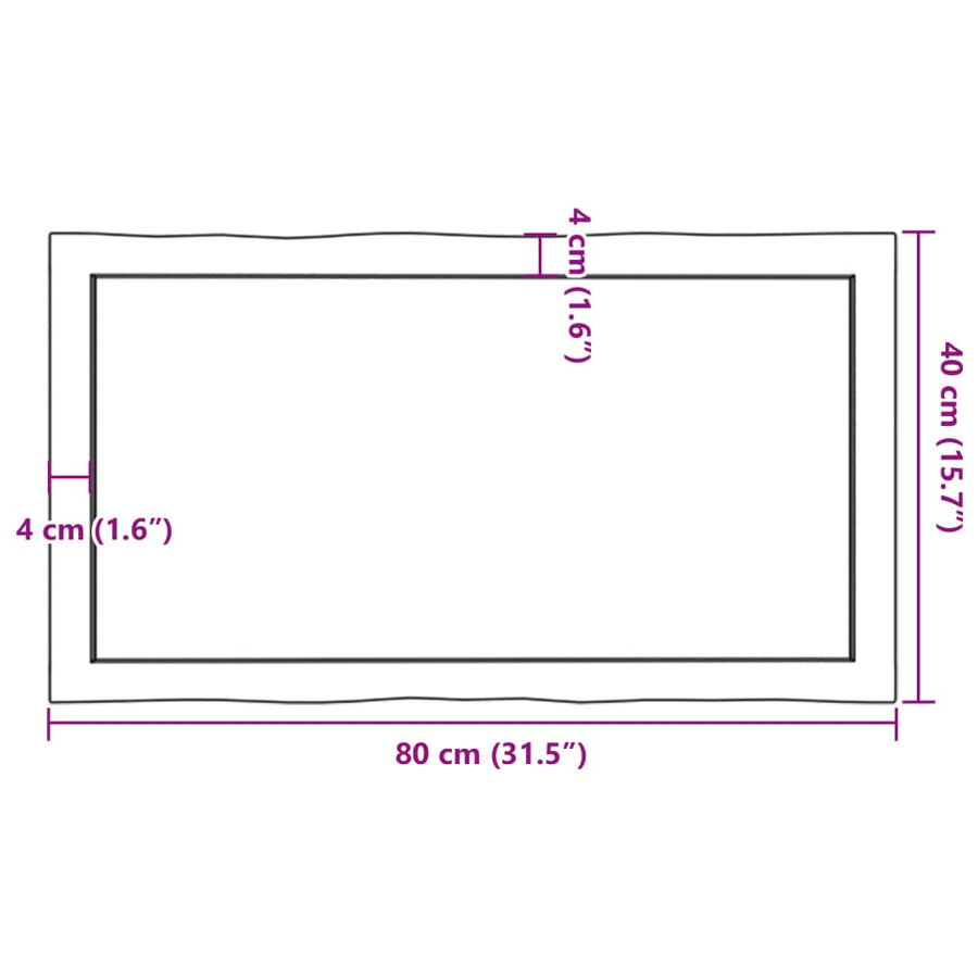 Table Top Dark Brown 80x40x(2-4)cm Treated Solid Wood Live Edge