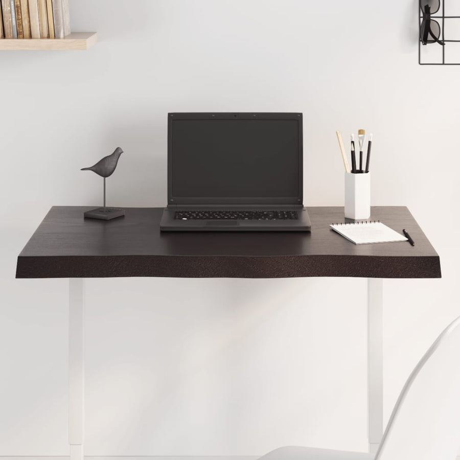 Table Top Dark Brown 80x40x(2-4)cm Treated Solid Wood Live Edge